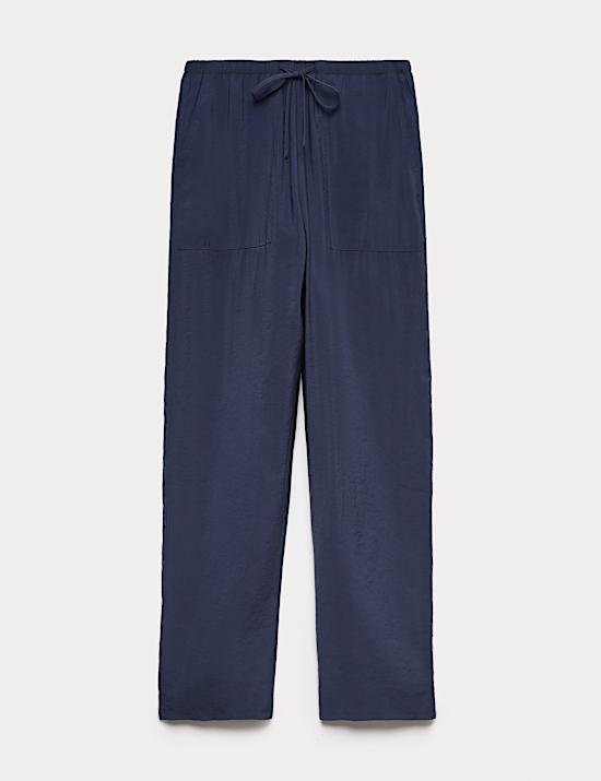 Pull On Elasticated Waist Straight Leg Trousers