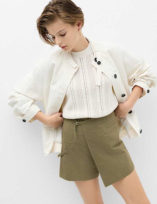 Jupe-short portefeuille pratique en coton