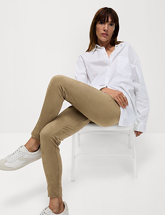 Leggings de cintura alta de antelina