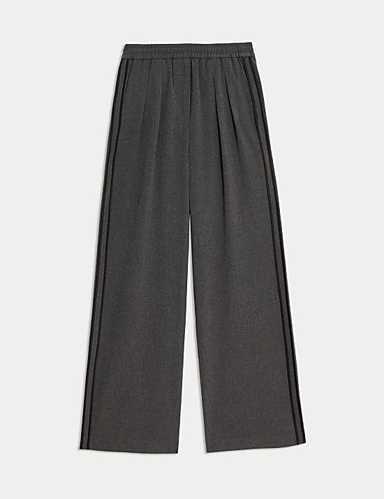 Side Stripe Pull On Wide Leg Trousers