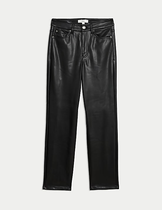 Pantalones rectos Sienna en piel de imitaci&oacute;n