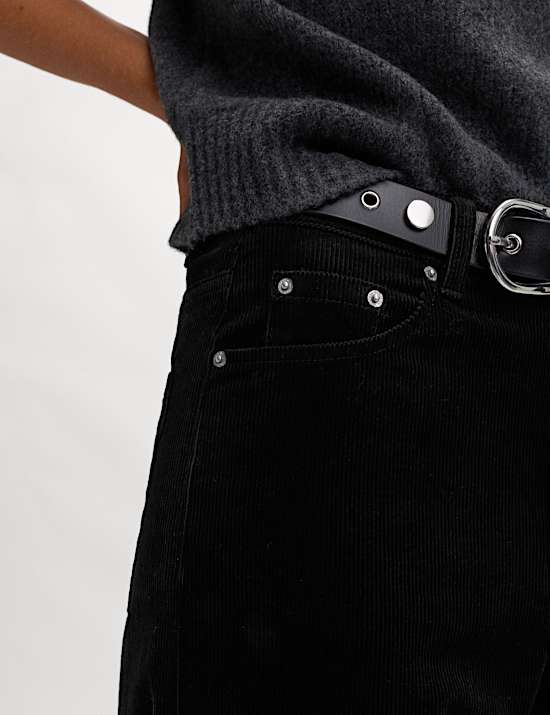 Ribfluwelen broek met wijde pijpen