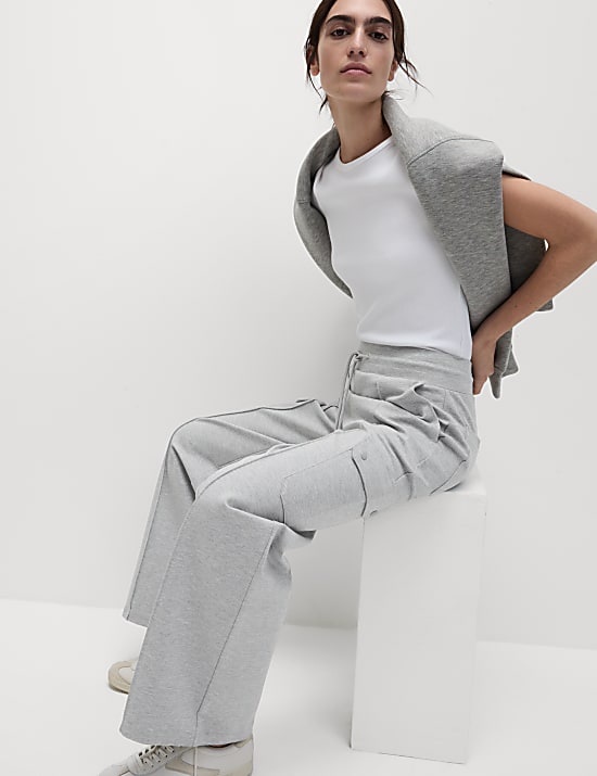 Ponte Utility Wide Leg Trousers
