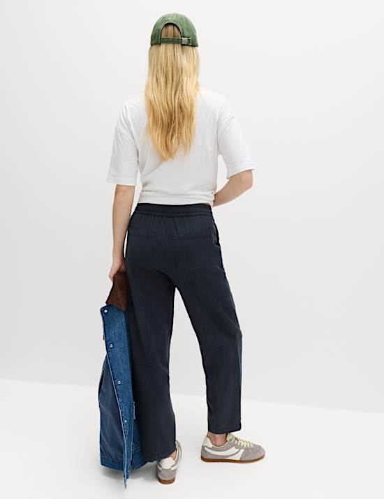 Cotton Blend Pull On Tapered Trousers