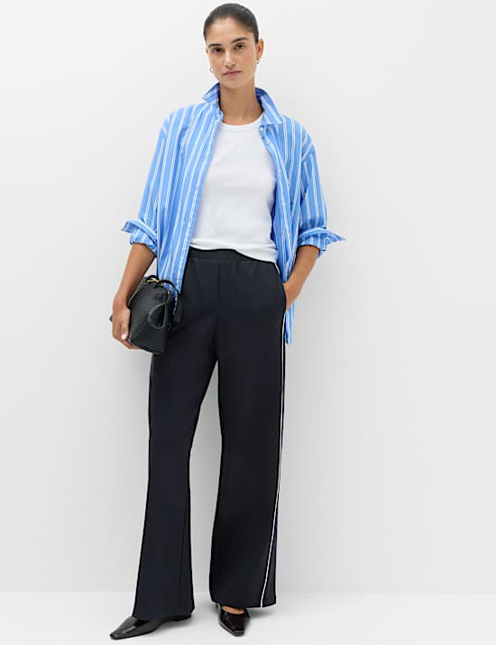 Pantalon de jogging Ponte coupe large &agrave; rayure lat&eacute;rale et cordon