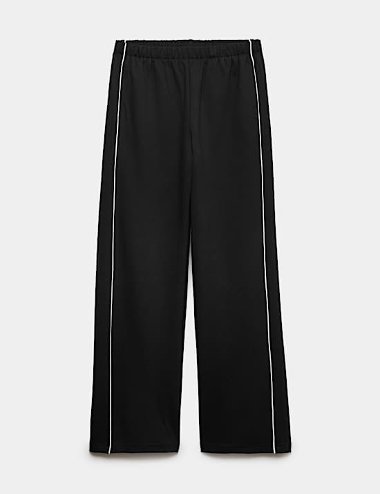 Ponte Side Stripe Drawstring Wide Leg Joggers
