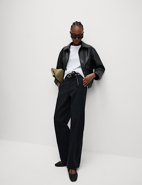 Clean Cotton Rich Carrot Leg Trousers