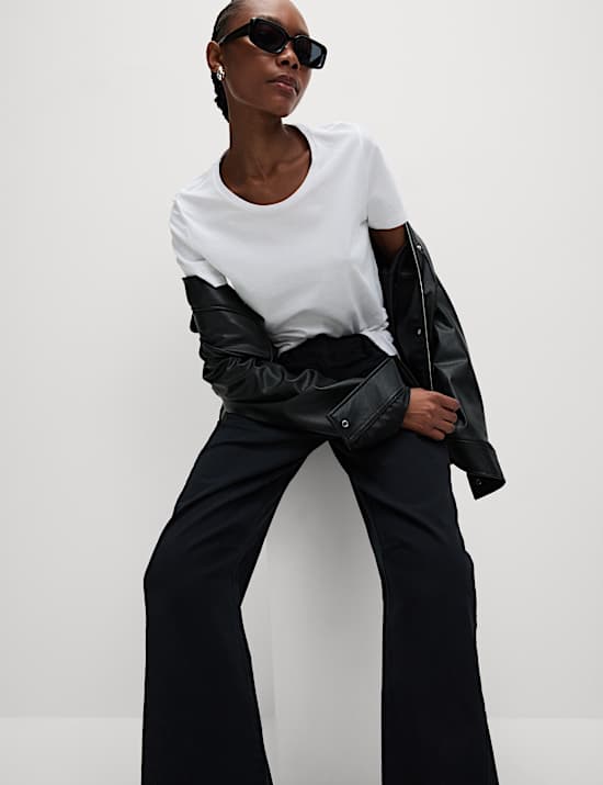 Clean Cotton Rich Carrot Leg Trousers