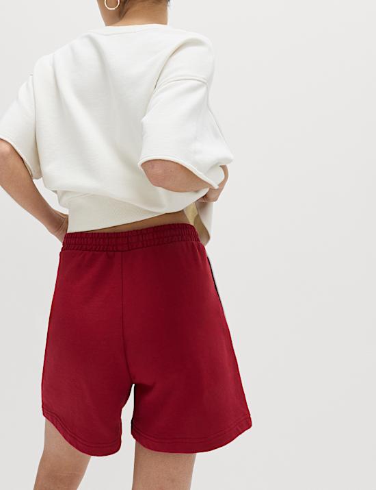 Zuiver katoenen korte joggingbroek met zijstreep