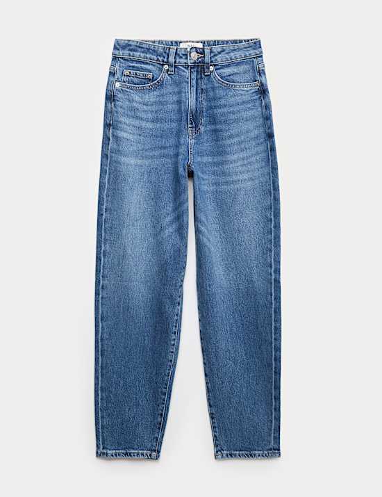 Mom &ndash; Kn&ouml;chellange Jeans mit hoher Taille