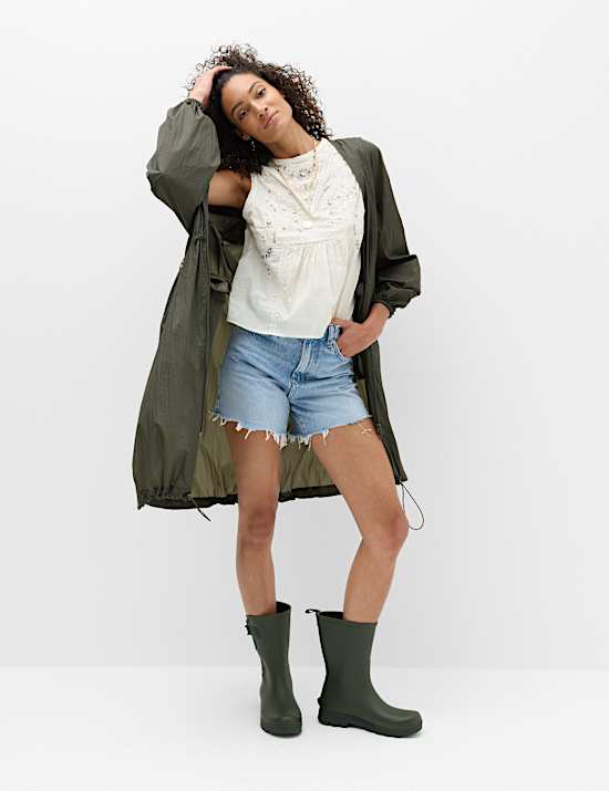 High Waisted Raw Hem Denim Shorts