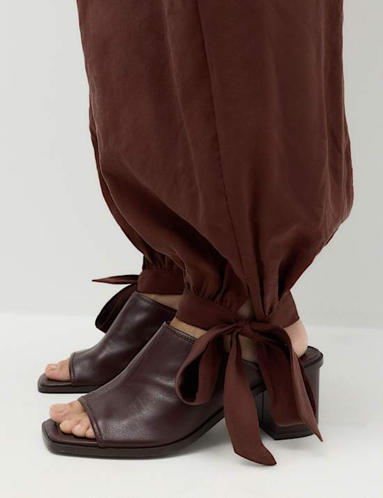 Tie Hem Drawstring Balloon Trousers