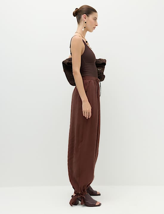 Tie Hem Drawstring Balloon Trousers