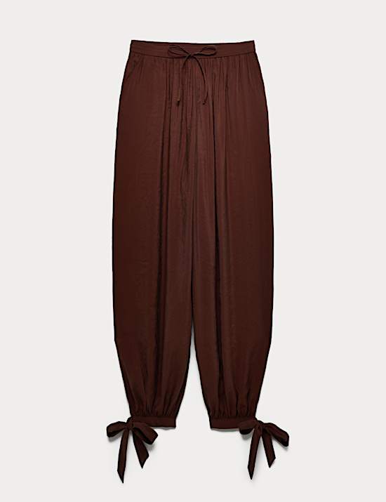 Tie Hem Drawstring Balloon Trousers
