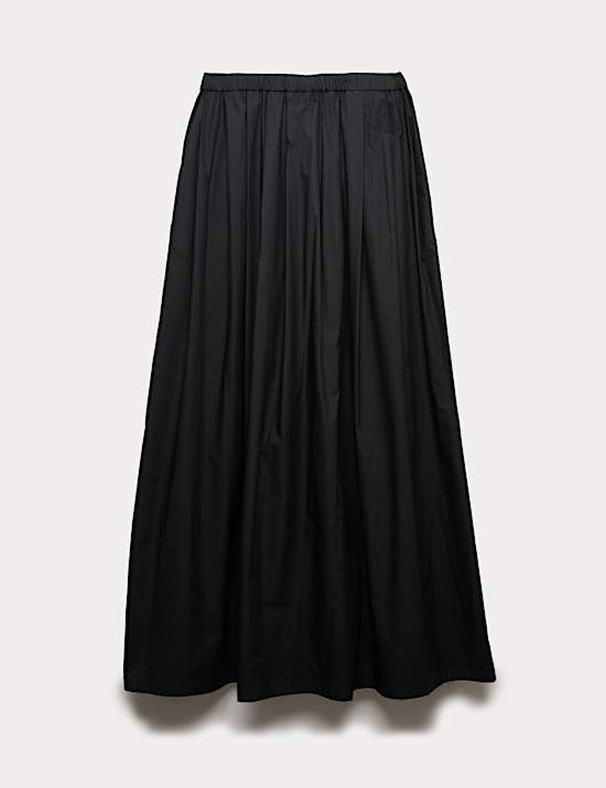 Pure Cotton Pleated Maxi Skirt