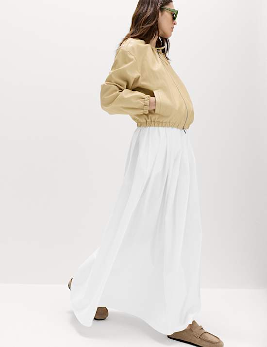 Jupe pliss&eacute;e coupe longue 100 % coton