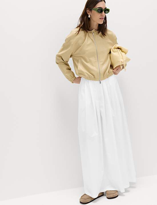 Jupe pliss&eacute;e coupe longue 100 % coton