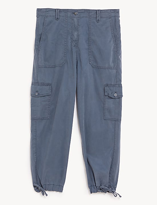 Lyocell Rich Cargo Cropped Trousers