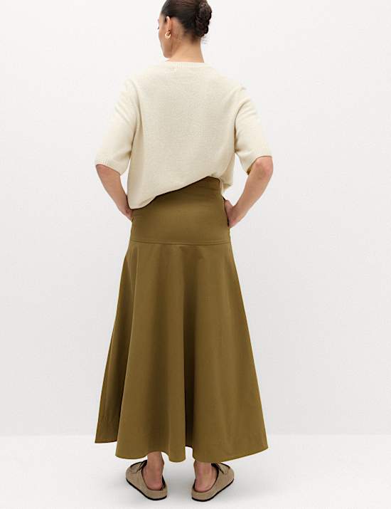 Pure Cotton Maxi Drop Waist Skirt