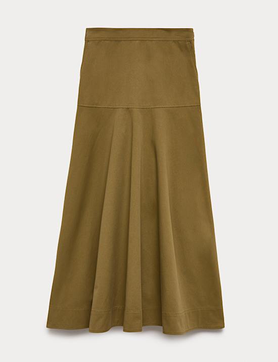 Pure Cotton Maxi Drop Waist Skirt