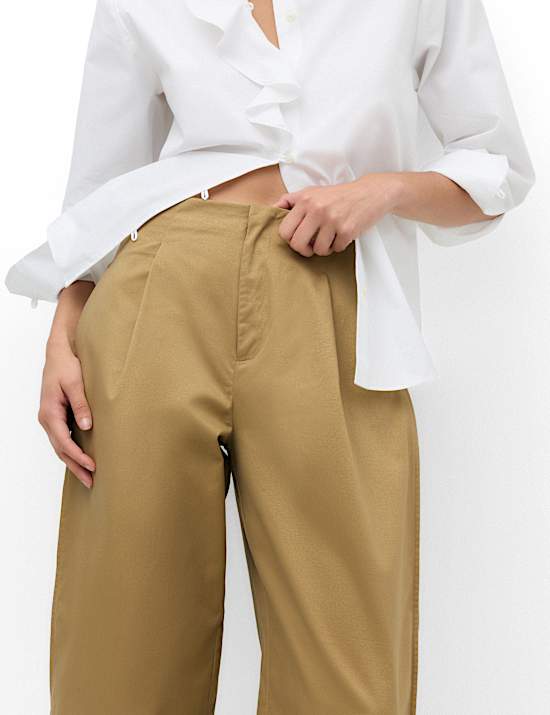 Pure Cotton Barrel Leg Trousers