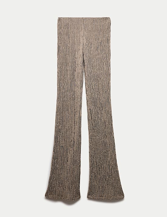 Textured Striped Flared Trousers