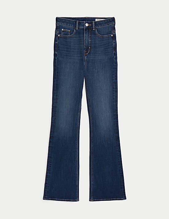 Tvarující zvonové džíny úzkého střihu s vysokým pasem