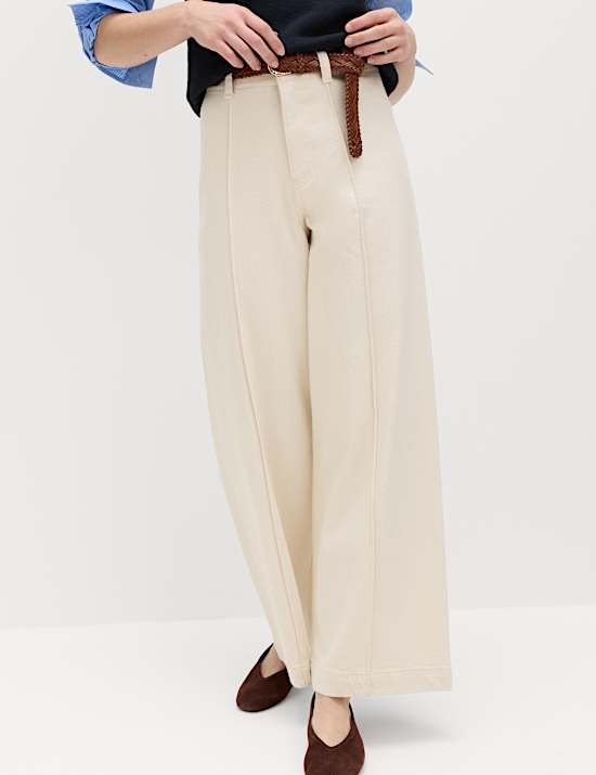 Pintuck Wide Leg Ankle Grazer Jeans