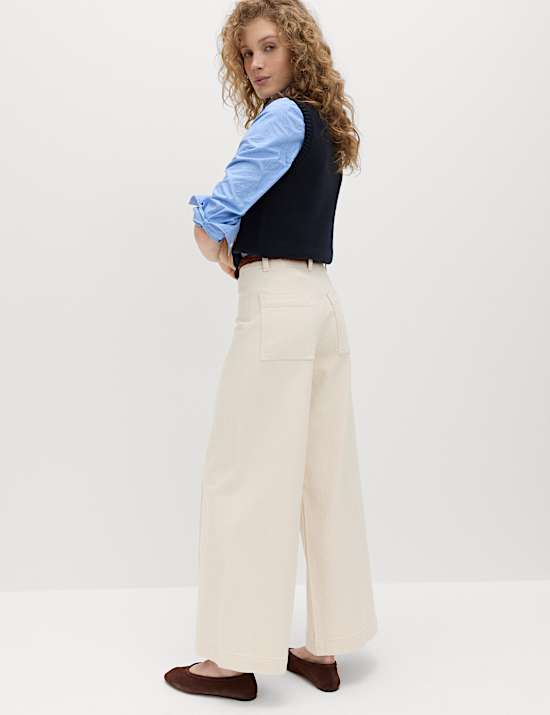 Pintuck Wide Leg Ankle Grazer Jeans