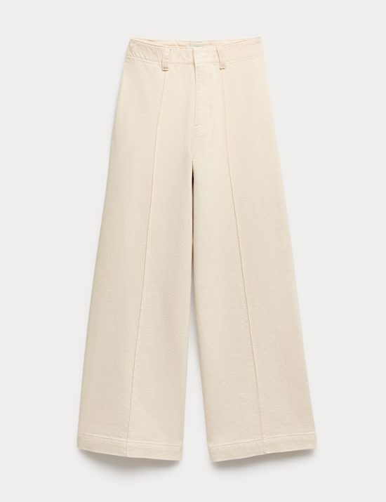 Pintuck Wide Leg Ankle Grazer Jeans