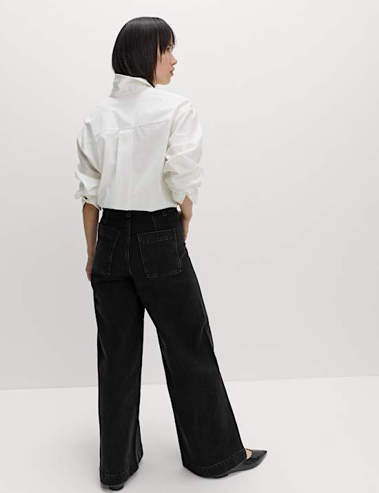 Džíny ke kotníkům se širokými nohavicemi a sámky