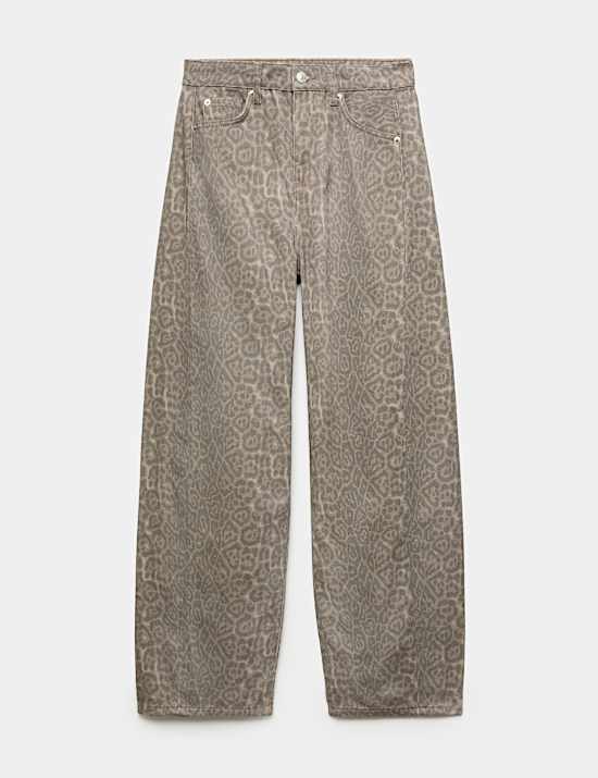 Mid Rise Animal Barrel Jeans