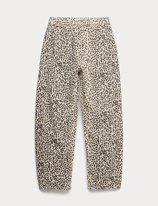 Mid Rise Animal Barrel Jeans