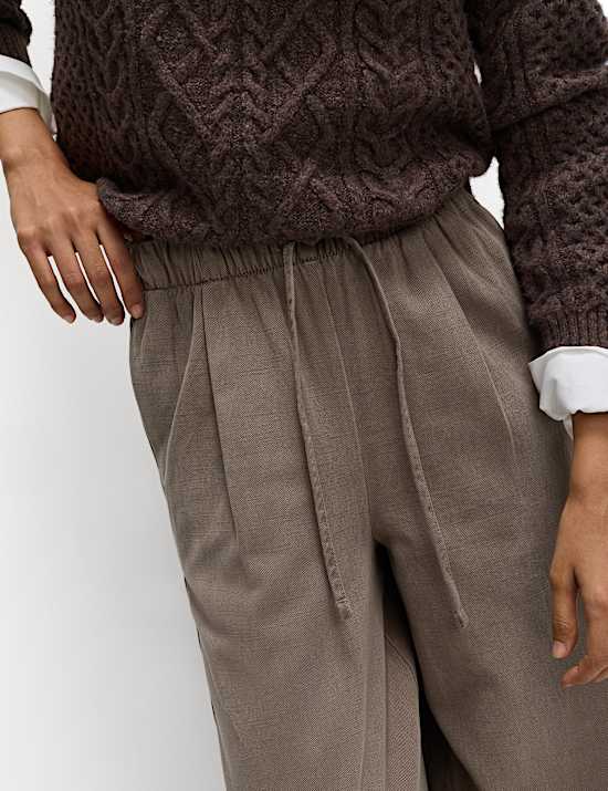 Lyocell Blend Pull On Wide Leg Trousers