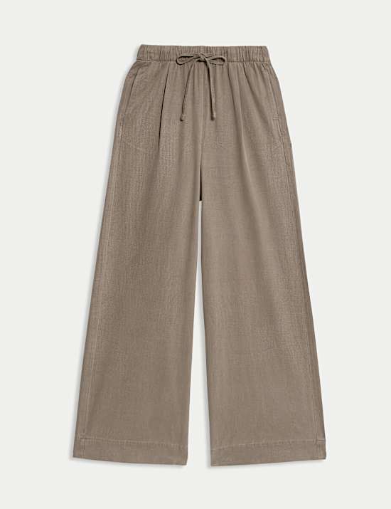 Lyocell Blend Pull On Wide Leg Trousers