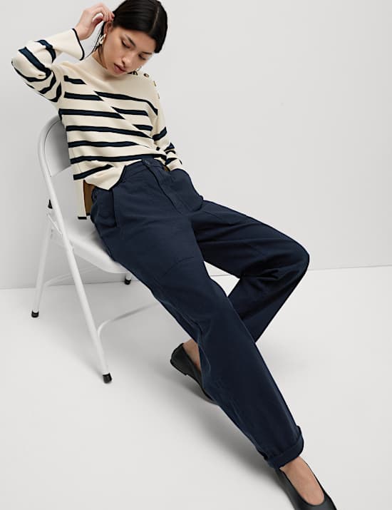 Cotton Rich Carpenter Straight Leg Trousers
