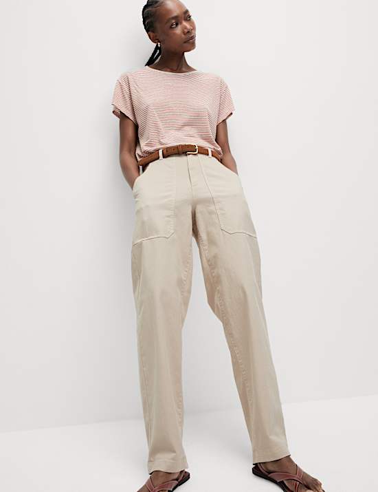 Cotton Rich Carpenter Straight Leg Trousers