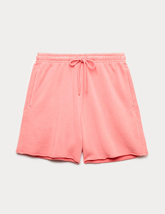 Korte joggingbroek van zuiver katoen met hoge taille