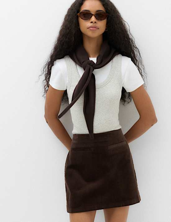 Textured Corduroy Mini Skirt