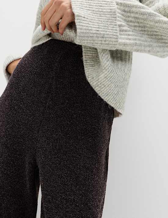 Brushed Rib Wide Leg Trousers