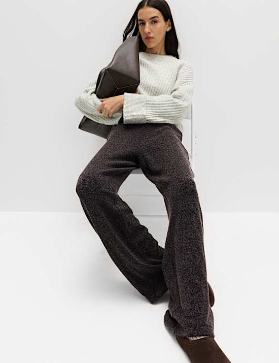 Brushed Rib Wide Leg Trousers