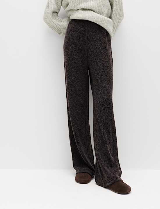 Brushed Rib Wide Leg Trousers