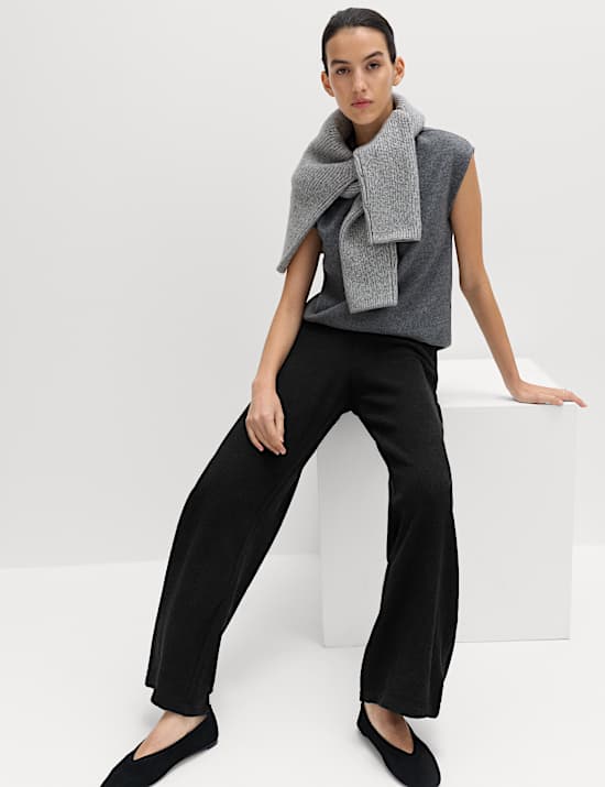 Pantalon coupe large c&ocirc;tel&eacute; peign&eacute;