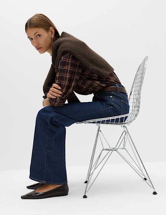 High Waisted Pintuck Wide Leg Jeans