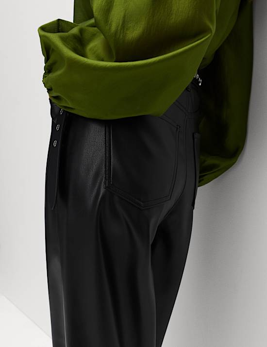 Leather Look Carrot Leg Trousers