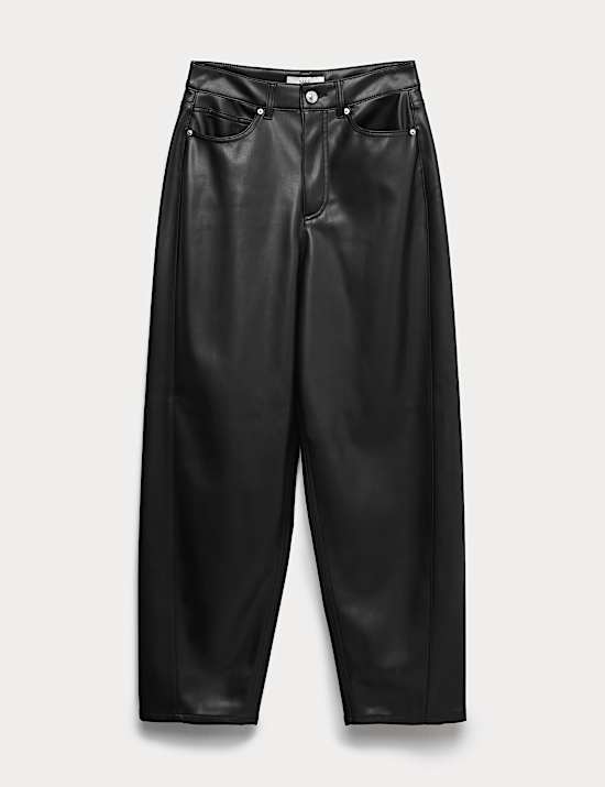 Leather Look Carrot Leg Trousers