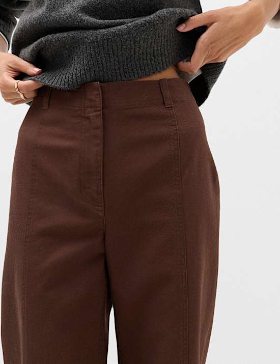 Hose aus reiner Baumwolle mit weitem Bein