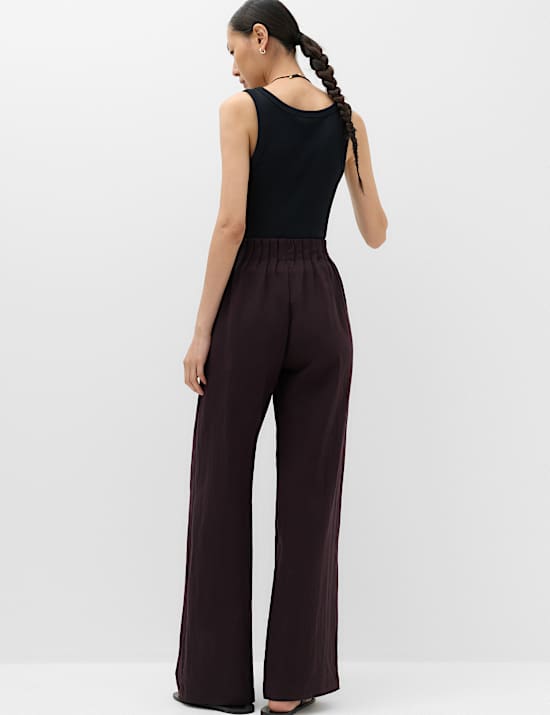 Lyocell Rich Elasticated Waist Wide Leg Trousers