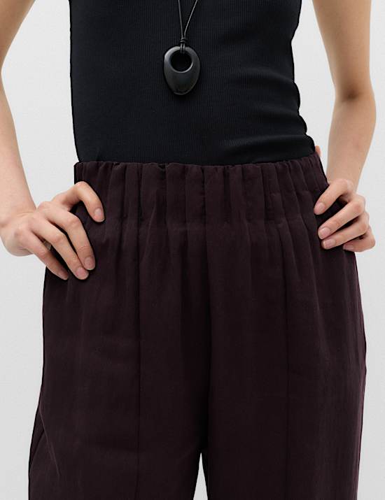 Lyocell Rich Elasticated Waist Wide Leg Trousers