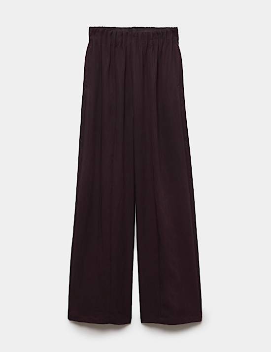 Lyocell Rich Elasticated Waist Wide Leg Trousers